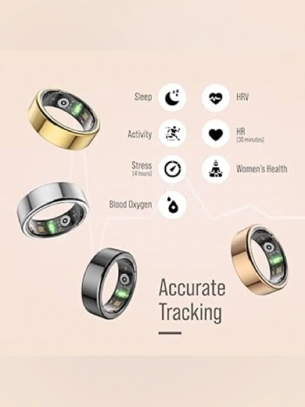 Smart Ring Health Tracker - size 7 gold